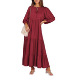 LuxioWear Bohemian Maxi Dress | Vintage Floral V-Neck Summer Outfit