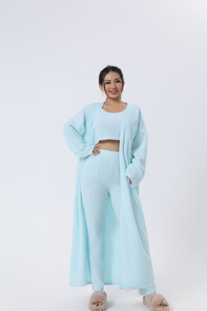Cozy 3-Piece Pajama Set for Women | Soft Fluffy Lounge Wear Set