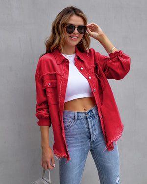 LuxioWear Ripped Shirt Jacket for Women | Casual Autumn Spring Top