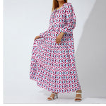 LuxioWear Bohemian Maxi Dress | Vintage Floral V-Neck Summer Outfit