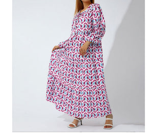 LuxioWear Bohemian Maxi Dress | Vintage Floral V-Neck Summer Outfit