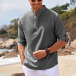LuxioWear Mens Casual Shirt | Loose Fit Stand Collar Autumn Shirt