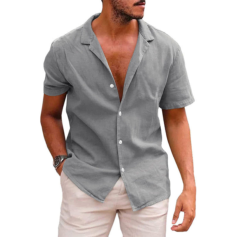 LuxioWear Mens Casual Button-Down Shirt | Summer Linen Cotton Beach Shirt