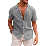 LuxioWear Mens Casual Button-Down Shirt | Summer Linen Cotton Beach Shirt