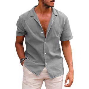 LuxioWear Mens Casual Button-Down Shirt | Summer Linen Cotton Beach Shirt