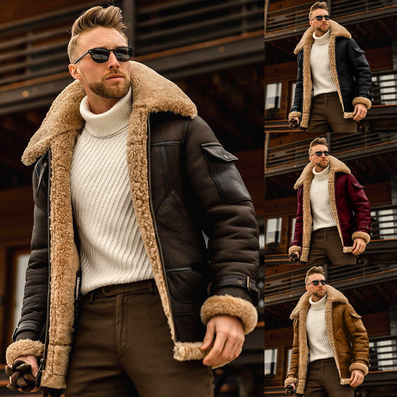 LuxioWear Mens Winter Jacket | Military Fleece Coat with Fur Collar