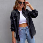 LuxioWear Ripped Shirt Jacket for Women | Casual Autumn Spring Top