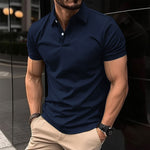 LuxioWear Mens Polo Shirt | Summer Short Sleeve Button Lapel Top