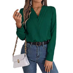 Luxiowear Layered V-Neck Long Sleeve Blouse | Elegant Women’s Solid Color Shirt