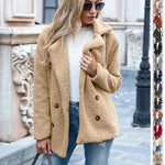 LuxioWear Fluffy Lapel Coat | Womens Winter Button Jacket Cardigan