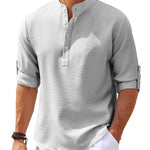 LuxioWear Mens Casual Shirt | Loose Fit Stand Collar Autumn Shirt