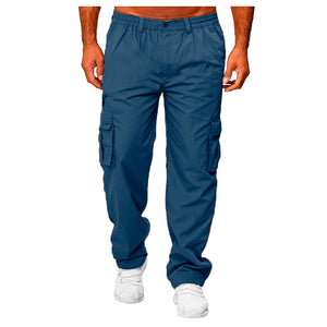LuxioWear Men’s Loose Cargo Pants | Multi-Pocket Straight Trousers