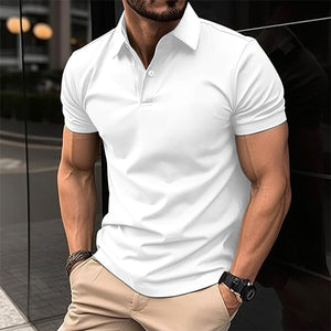 LuxioWear Mens Polo Shirt | Summer Short Sleeve Button Lapel Top