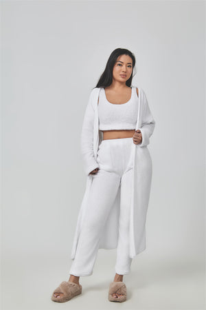 Cozy 3-Piece Pajama Set for Women | Soft Fluffy Lounge Wear Set